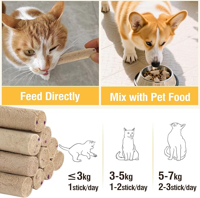 TZL Freeze Dried Duck Stick Cat Treats, High Protein Healthy Treats for Cats & Dogs, Natural Teeth Cleaning Snacks, Gluten& Grain Free