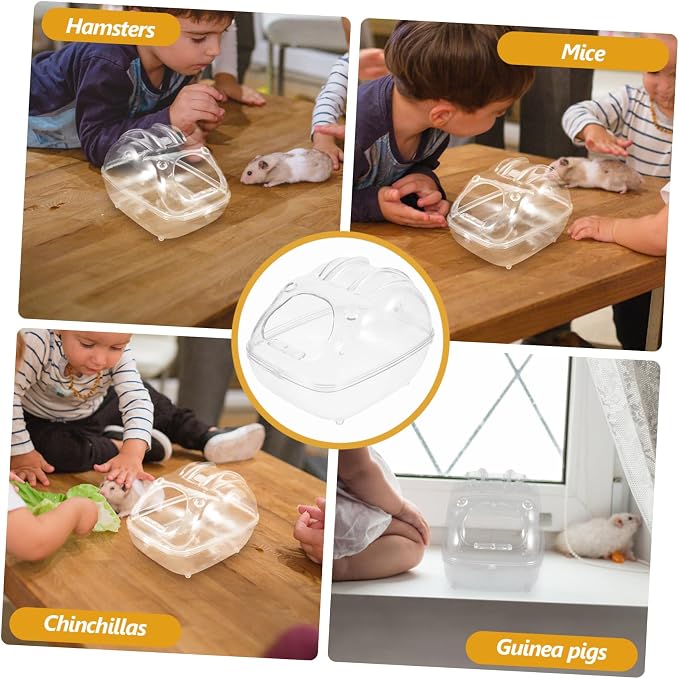 Hamster Sand Bath Container Easy to Clean Transparent Bathhouse for Small Animals Multi-Purpose Gerbil Shower Box and Litter Box for Dwarf Hamsters and Guinea Pigs