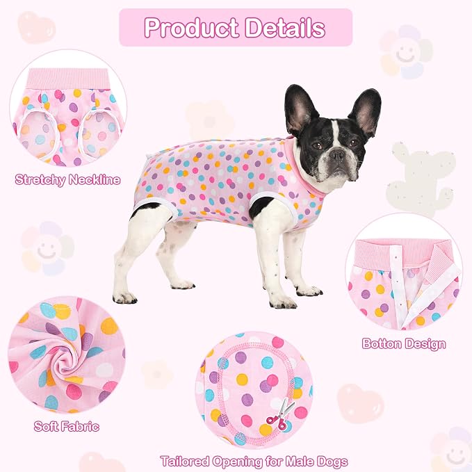 Coppthinktu Recovery Suit for Dogs After Surgery, Dog Onesie Surgery Recovery Suit for Female Spay, Soft Surgical Pajamas Bodysuits for Puppy to Prevent Licking Dog Cone Alternative Dots XL