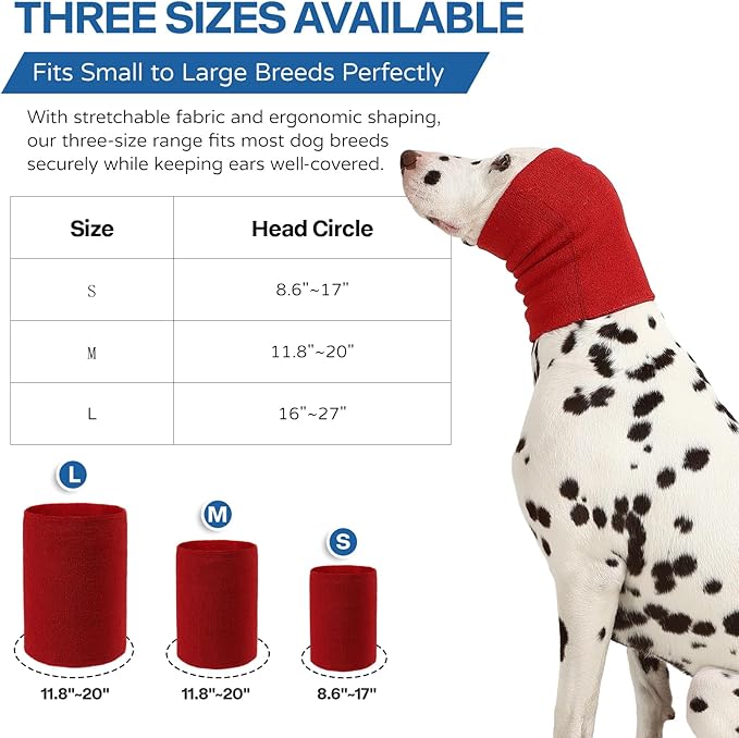 Dog Calming Hoodie and Ear Muffs – Soft Double-Layer Ear and Neck Cover for Anxiety Relief & Noise Protection, Elastic Pet Head Wrap for Grooming, Bath, Drying & Fireworks