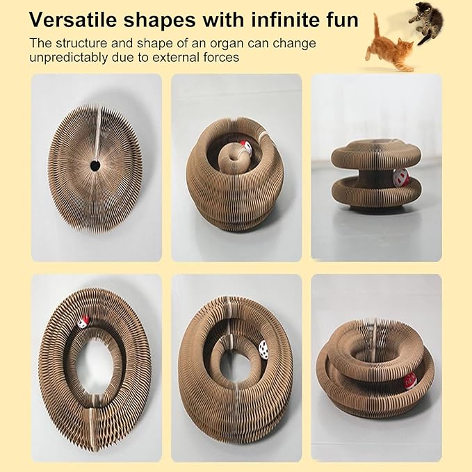 Kitty Curls Cat Toy,Magic Organ Cat Toy,Cat Scratcher for Grinding Claw Cardboard Cat Toys,Interactive Scratch Pad with Toy Ball