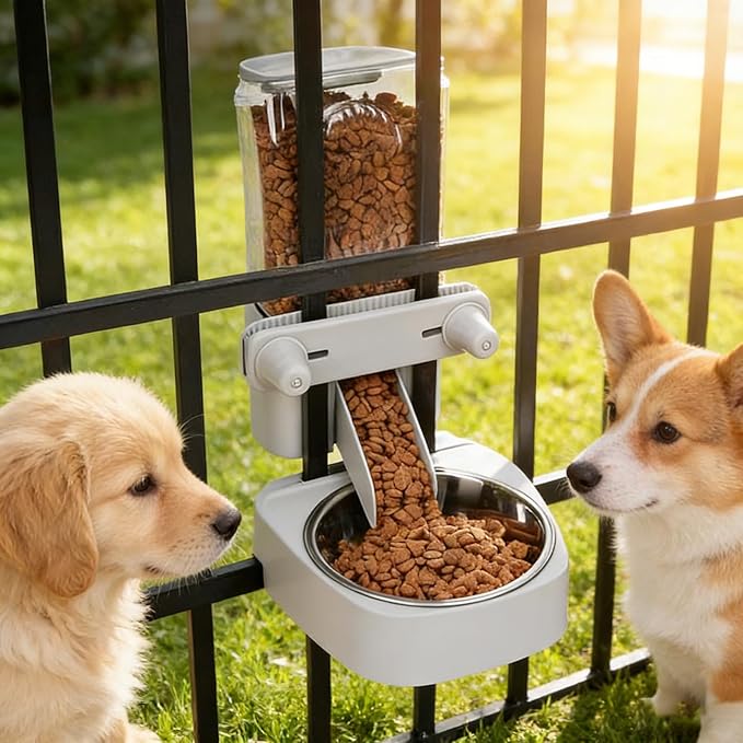 54 oz Pet Food Dispenser, Gravity Feeder Bowl for Cage, Auto Feeder for Ferret, Cat, Dog and Other Small & Medium Animals, Compatible with Widemouth Cages(Brown)