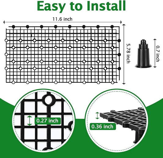 12pcs Aquarium Fish Tank Divider Filter Bottom with Bracket, Plastic Egg Crate Grid (11.6X5.7inch) for Fish Tank Separation, Bottom Filtration & DIY Aquascaping (Black, 72 Brackets)