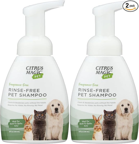 Citrus Magic Pet Rinse-Free Pet Shampoo, 8-Fluid Ounce, Pack of 2