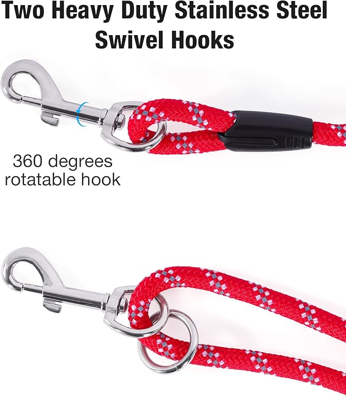Long Dog Leash for Dog Training 30FT, Heavy Duty Dog Lead for Large Medium Small Dogs Outside Walking, Playing, Camping, or Yard,Red