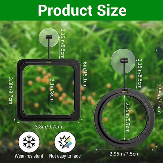 2PCS Fish Feeding Ring, Square and Round Aquarium Feeding Ring with Suction Cup for Betta Goldfish Guppy Turtle, Floating Fishes Feeder Rings for Fish Tank (Black)