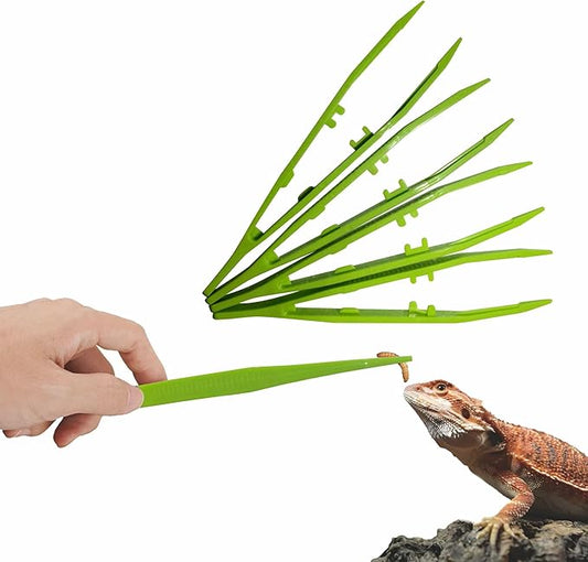 4-Pack Reptile Feeding Tongs Set - Hygienic Anti-Slip Green Tweezers for Bearded Dragons, Lizards, Snakes, Aquariums & Small Animals(Five Colors to Choose from)