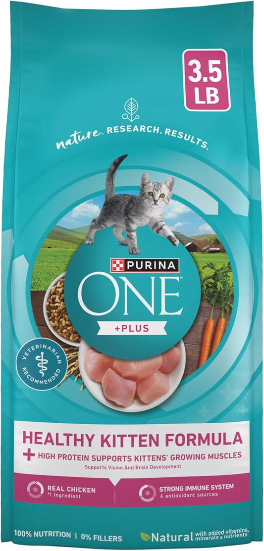 Purina ONE High Protein, Natural Dry Kitten Food, +Plus Healthy Kitten Formula - 3.5 lb. Bag