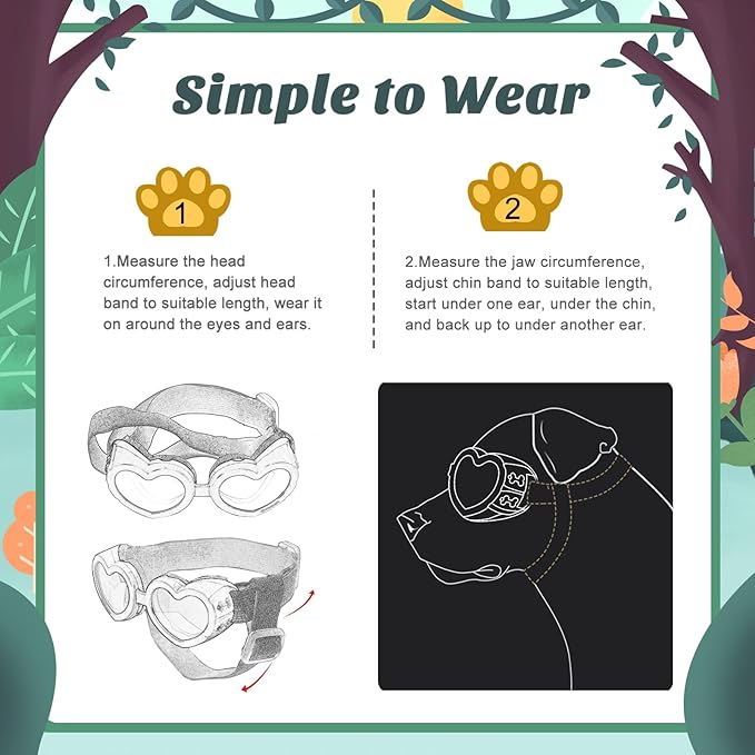 Lewondr 2 Pack Small Dog Sunglasses UV Protection Goggles Eye Wear Protection with Adjustable Strap Doggy Heart Shape Anti-Fog Sunglasses for Pet Dogs Sun Glasses Doggie Windproof Glasses, Pink
