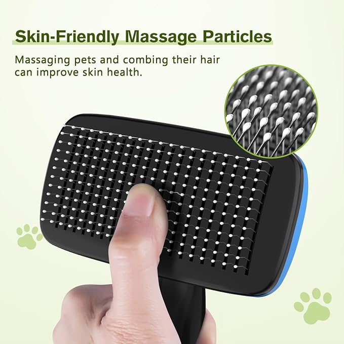 Pecute Skin Friendly Self-Cleaning Slicker Brush for Dog & Cat Shedding | 1 click clean, Lightweight, Undercoat hair removal, For short/long/double/white coats