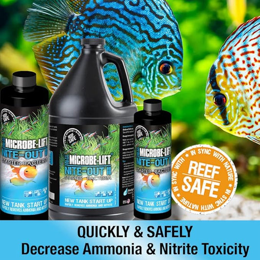 MICROBE-LIFT NITEH04 Nite-Out II Aquarium and Fish Tank Cleaner for Rapid Ammonia and Nitrite Reduction, Freshwater and Saltwater, 4 Ounces (Pack of 2)