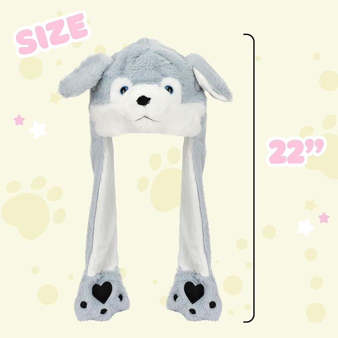 Bubblepompom Animal Hat with Ears Moving Jumping Pop Up Beating Hat Plush Holiday Cosplay Dress Up Funny Gift for Kids