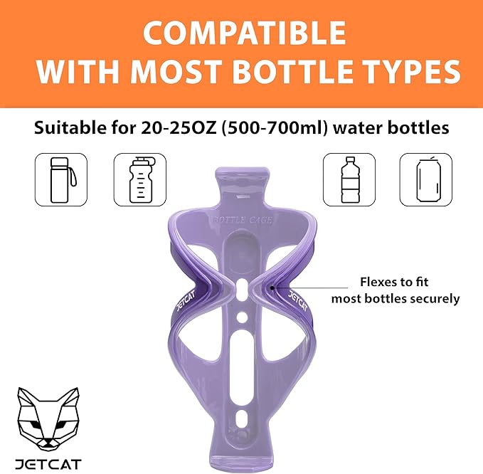 Bike Water Bottle Holder – Bike Cup Holder & Bike Water Bottle Cage for Bicycle, MTB, Mountain, Gravel, Road, eBike | Adult/Kids, Carbon Fiber Biking Accessories Purple