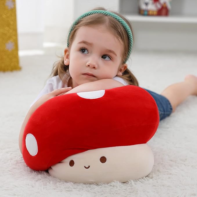WeBingo Mushroom Plush Pillow, 9 Inch Cute Large Mushroom Decor Stuffed Animal Plushies Stuffy for Girl Boy Kid Adult, Giant Big Jumbo Soft Toy Gift for Birthday Christmas Valentine's Day