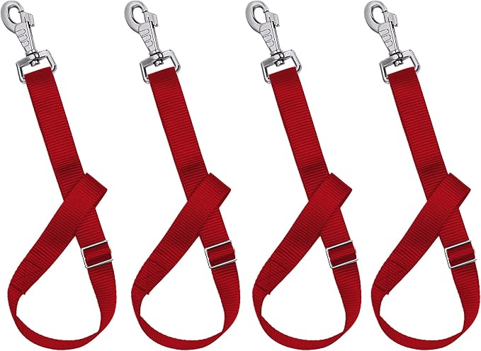 Rosemarie Horse Bucket Strap Hangers,Horse Suppliers Adjustable Nylon Straps up to 700 lbs for Hay Nets, Water Buckets,Hanging-Pratical and Easy Use(4 Pack) (Red)