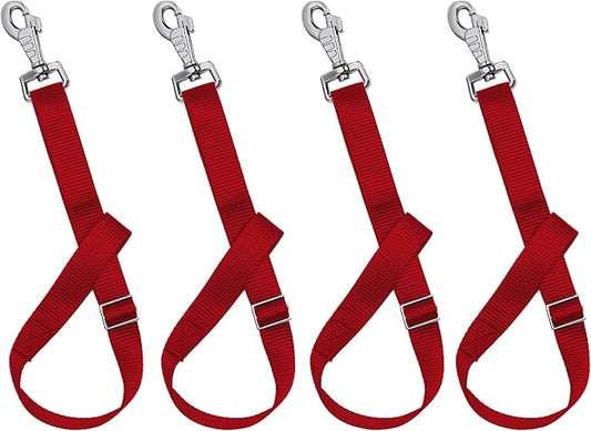 Rosemarie Horse Bucket Strap Hangers,Horse Suppliers Adjustable Nylon Straps up to 700 lbs for Hay Nets, Water Buckets,Hanging-Pratical and Easy Use(4 Pack) (Red)