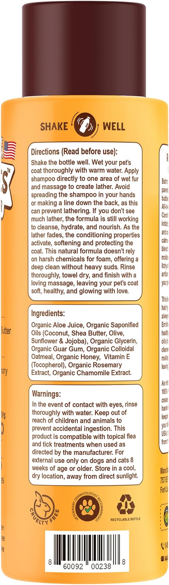 Petsmont Dream Bubbles Organic Shampoo + Conditioner for Dogs and Cats - Oatmeal Shampoo for Sensitive Skin, Anti Itch Conditioner 2 in 1 Dog Itch Relief - 16oz