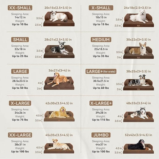 MEKIY Orthopedic Comfy Pet Sofa Dog Bed with Bolster for Small Dogs Cats | Pillow Support for Neck Relief, Egg Crate Foam, Skin-Friendly Surface, Waterproof Liner, Anti-Slip Bottom, 24 x 18 Inch