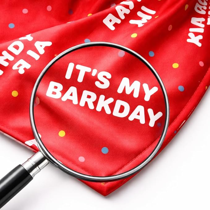 Luxury Satin Dog Bandana – Slip-On Collar Style, Premium Pet Scarf for Medium, Large & XL Dogs – Special Occasion Accessory (Collar Not Included) (Medium - Extra Large, Barkday Luxe - Satin)