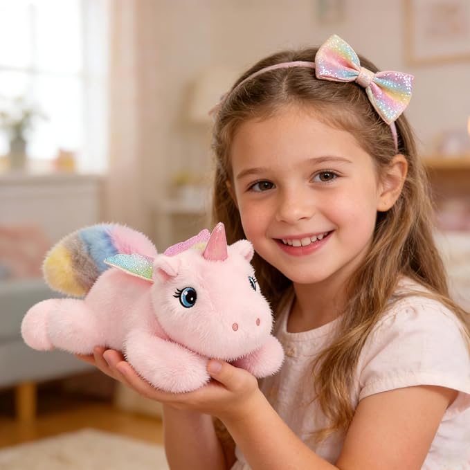 Ditucu Cute Palm-Sized Unicorn Stuffed Animal Soft Capibara Plush Doll Small Plushies Toys Gifts for Kids Pink 7.8 inch