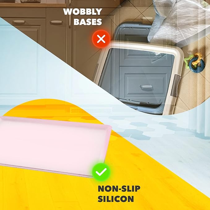 Skywin TidyFriend Dog Pee Pad Holder Tray - Fits Up to 24” x 24” Pee Pad Holder for Dogs - Stable Grip, Raised Edges, Quick-Wipe Silicone Surface Dog Pad Holder for Indoor Flooring Protection (Rose)