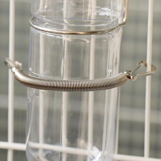 GANPUB Silver Replacement Springs with 2 Clips Stainless Steel 3.1 Inch Spring Fastening Water Drinking Bottle for Rabbit Hamster Water Bottle Spring Clip,Feeding and Watering Supplies