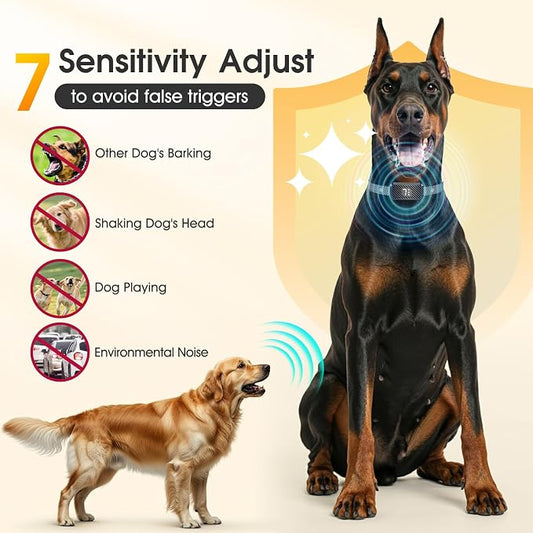Dog Bark Collar for Large Medium Small Dogs, Effective No-Bark Collar, Smart Barking Collar, Rechargeable Bark Collar with 7 Sensitivity, 3 Modes, Waterproof, Raven Black