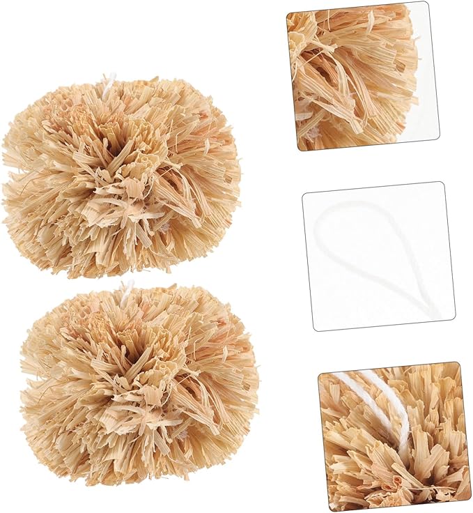 Luxshiny 2Pcs Natural Chew Balls for Small Pets Guinea Pig Plaything Rabbit Molar for Teeth Grinding and Cleaning Safe Corn Leaf Material Suitable for Hamster Bunny Chinchilla Teeth Care