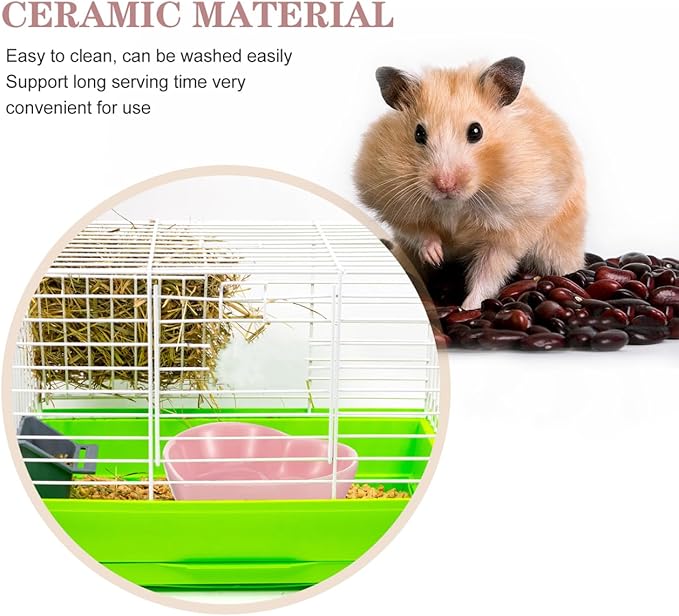 Alasum Heart Shaped Ceramic Hamster Food Bowl, Cute Pink Small Animal Feeding Dish for Dwarf Hamsters, Rabbits, Guinea Pigs and Squirrels, Anti-Tip Water Bowl Cage Accessories, 3.1 x 2.7 0.98Inch