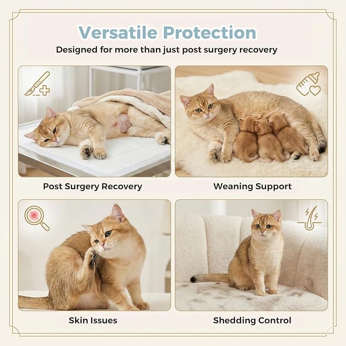 Avont Cat Recovery Suit for Surgery, Breathable Anti-Licking Onesie for Kittens, Surgical Post-Operative Protective Bodysuit, Comfortable Alternative to E-Collar -Mint (L)