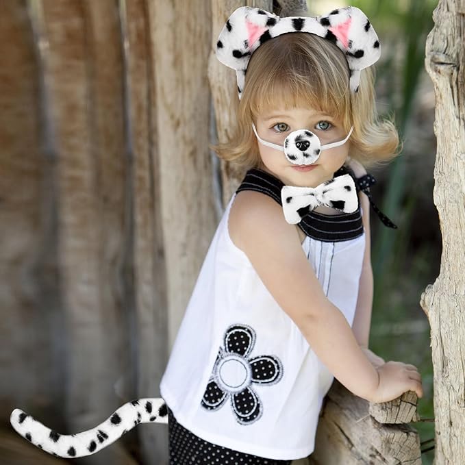 SATINIOR Puppy Dog Costume Set Ears Headband Nose Bow Tie Tail Animal Cosplay for Halloween