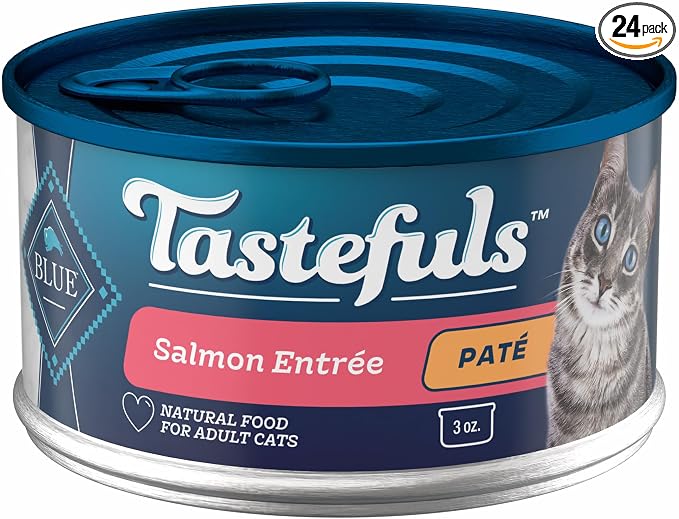 Blue Buffalo Tastefuls Wet Cat Food Paté, Made with Natural Ingredients | Salmon Entrée, 3-oz. Cans (24 Count)