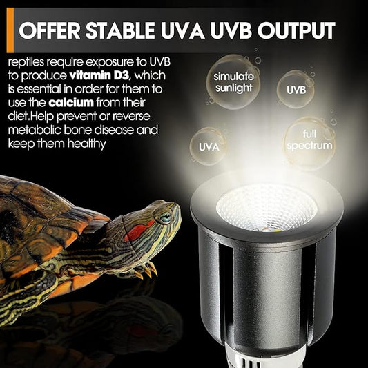 Premium 5.0 UVB Reptile Light,UVA UVB 3W Full Spectrum,Tropical Light Bulb for Optimal Calcium Metabolism,Ideal for Tropical-Dwelling Reptiles Turtle Green Anole