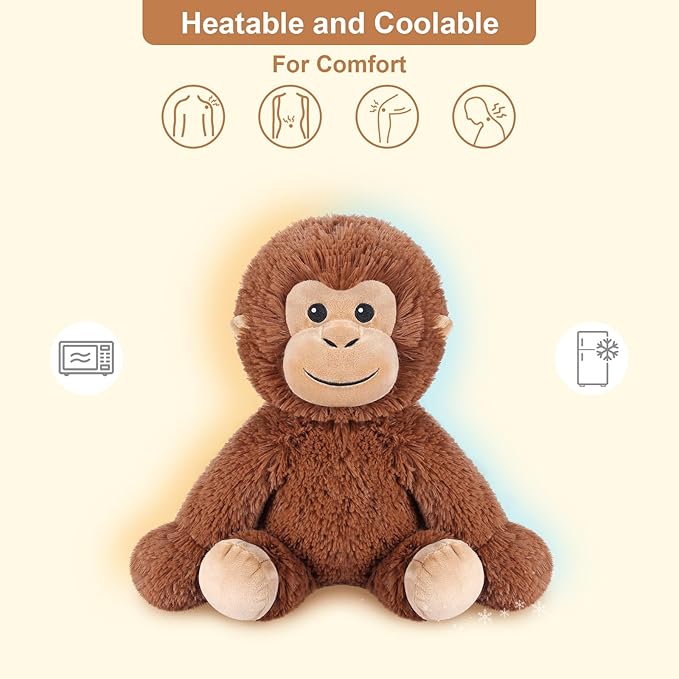 SuzziPals Heatable & Coolable Monkey Stuffed Animal, Microwavable Heating Pad Plushies for Soothing & Relaxation, Lavender Scented Stuffed Plush Toys, Monkey Gifts Boys Girls