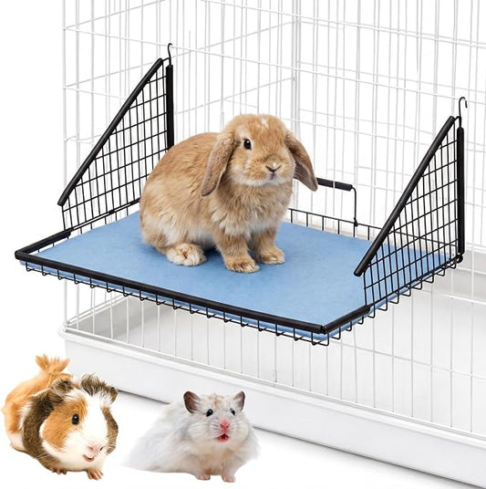 AceOrbit 18 x 12 x 8 Inch Foldable Hanging Rabbit Grooming Table with Non Slip Blue Felt Mat Hooks Handle Small Animal Grooming Kit for Bunny Guinea Pig Chinchilla Ferret Hedgehog Gerbil Cat Supplies