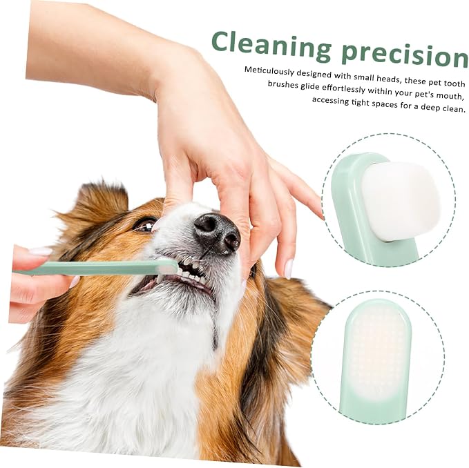 Healifty 3pcs Soft Bristles Pet Toothbrushes Kit for Dogs Cats and Rabbits Small Micro Head Oral Care Brushes with Handles for Gentle Cleaning