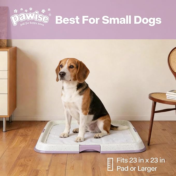 Pawise Dog Pee Pad Holder for Puppy, Puppy Pad Holder Tray, Pet Training Pee Pad, Indoor Potty Tray for Senior Dogs, Dog Toilet for Newborn Puppies, 23.5" x 23.5"，Purple