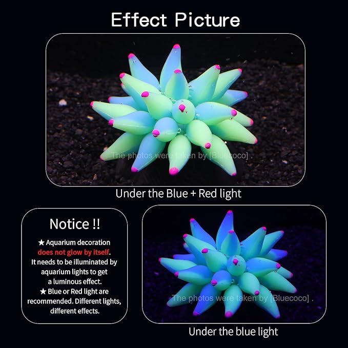 Soft Silica Gel Moves Naturally with Water Flow, Aquarium Decorations Glow in The Dark, Glowing Coral Ornaments for Fish Tank Decorations (Green, Winter Beauty)