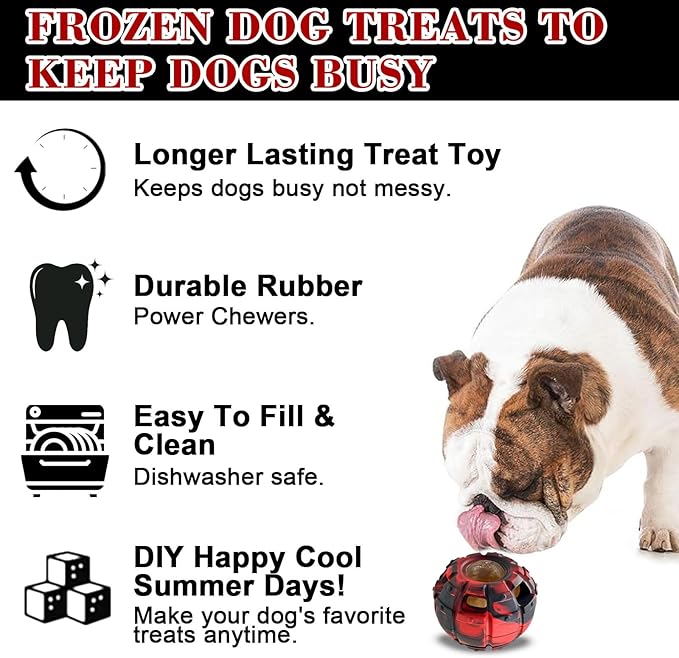 Yipetor Dog Toy, Frozen Dog Treats to Keep Dogs Busy, Interactive Treat Dispensing Dog Toy Puzzle, Interactive Chew Toys for Puppy Small Medium Dog, Power Chewer, Durable Rubber-Easy to Clean (Medium)