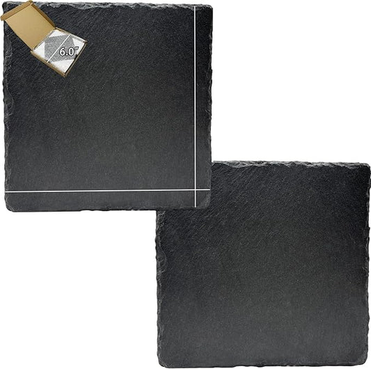 Reptile Basking Platform 2Pcs 6.0''x6.0'' Turtle Rock Plate Slate Feeding Food Dish Bowl Bathing Rest Terrace for Chameleon Lizard Bearded Dragon Gecko Snake Frog Newt (6.0''/15CM)