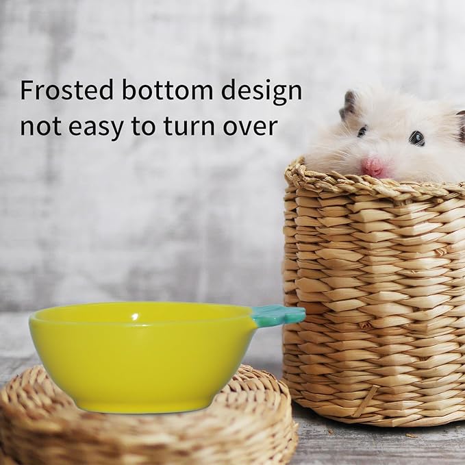Small Guinea Pig Food Bowl Pineapple-Shaped Cute Ceramic Hamster Water Bowl Ferret Rat Chinchilla Rabbit Feeding Dish Young Animal Feeder(Yellow)
