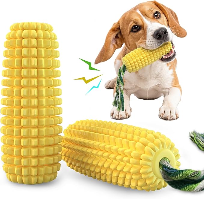 Carllg Dog Chew Toys for Aggressive Chewers, Indestructible Tough Durable Squeaky Interactive Dog Toys, Puppy Teeth Chew Corn Stick Toy for Small Medium Large Breed