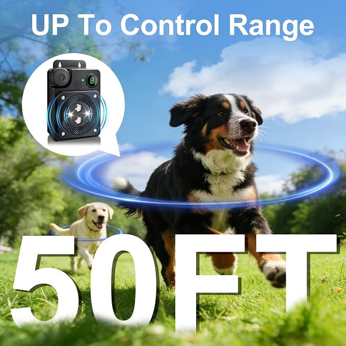 Anti Barking Device for Dogs, Dog Bark Deterrent Devices, 3 Modes Ultrasonic Bark Box Stop Neighbors Dog Barks, Bark Deterrent Device Long Range 50 Ft, Behavior Corrector for Indoor & Outdoor Use