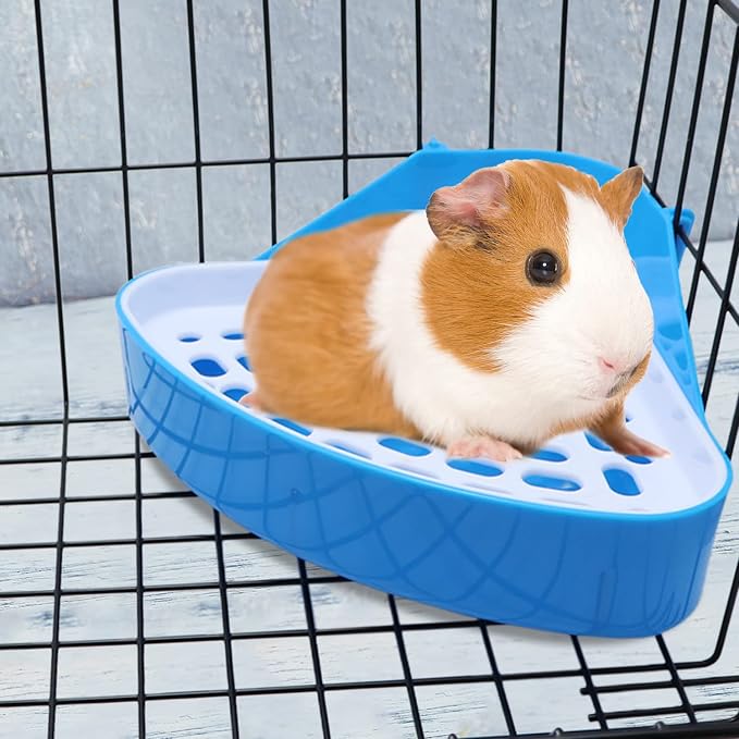 Litewoo Rabbit Litter Box Toilet Bunny Corner Litter Pan Pet Toilet Potty for Guinea Pigs Hamster Chinchilla Ferret Rabbit Small Animal (Blue)