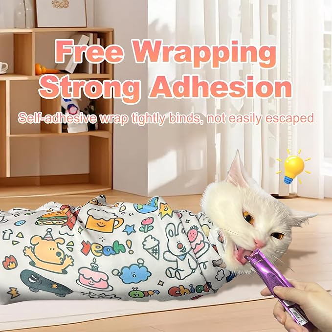 Cat Grooming Wrap for Nail Clipping, 27.6" Anti-Scratch & Escape-Proof Cat Restraint Swaddle, Pet Burrito Wrap Multifunctional Grooming Tool for Cats (Within 15lbs)