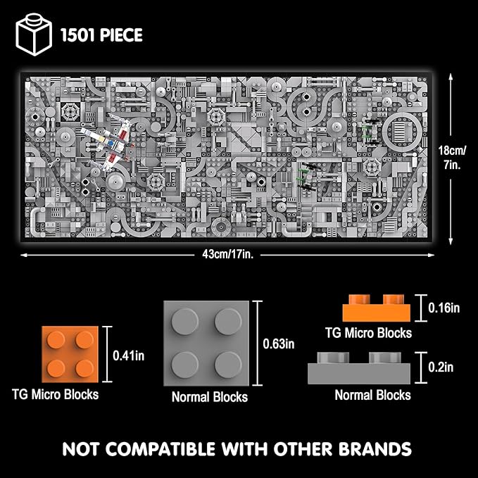 TG BLOCKS Star Trench 3D Wars Run Wall Art Craft Kit, Micro Brick Framed, Creative Activity Hobbies for Teens and Adults, DIY Home, Office Decor, Suitable for Kids 8+
