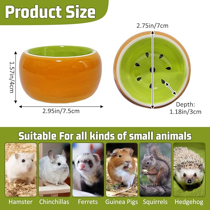 Tfwadmx 2 Pcs Hamster Bowl, Ceramic Guinea Pig Water Bowl Small Animal Food Dish for Syrian Hamster Rabbit Gerbil Chinchilla Hedgehog Sugar Glider Rat