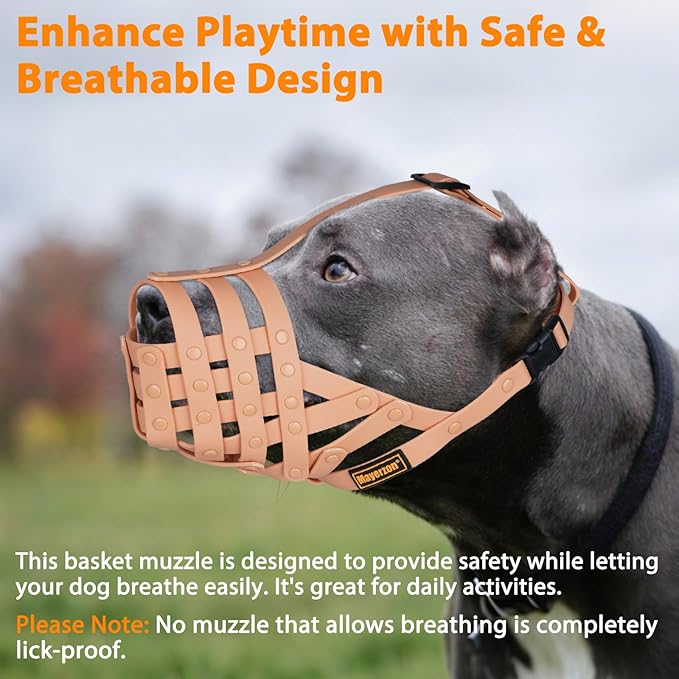 Mayerzon Pitbull Muzzle for Large Medium Sized Dogs to Prevent Biting Scavenging, Basket Muzzle for Rottweiler Staffordshire Terrier in Grooming Training, Allow to Pant Drink, Lightweight and Sturdy