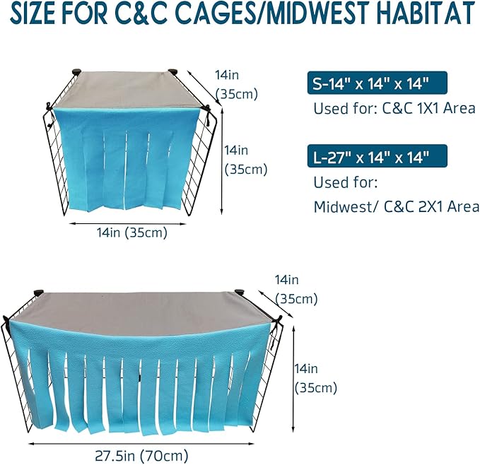 RIOUSSI Guinea Pig Hideout Hideaway Corner Fleece Toys Cage Accessories with Reversible Sides. Blue, Rectangle