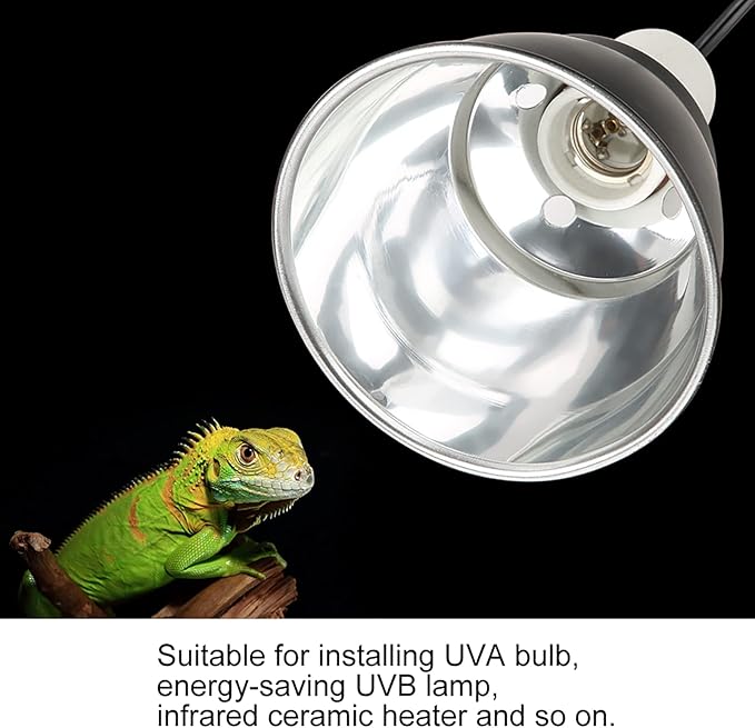 KUIDAMOS 300W Reptile Heating Lamp Socket Ceramica UVA/UVB Bulb Lamp Light Holder with Anti-Hot Cage Light Holder for Reptiles Reptile Heat lamp Dome with Habitat Lighting